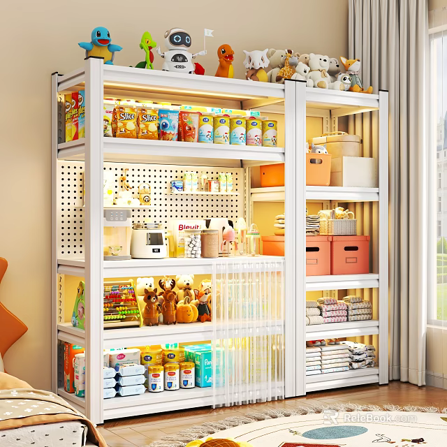 Home Storage Cabinet With Multiple Shelves For Toys Snacks And Towels 3d model 