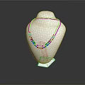 Elegant Decorative Necklace With Black Chain Blue Beads On White Display Stand