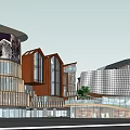 Modern Architectural Exterior Design With Wooden Glass Facade And Unique Roof Structure