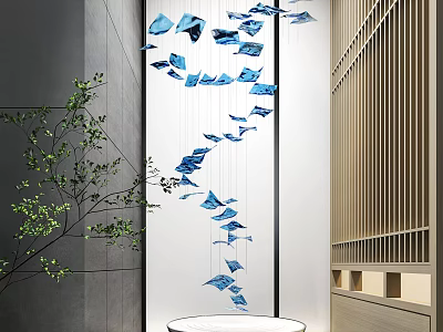Blue Butterfly Shaped Hanging Decoration with Delicate Design for Modern Indoor Space 3d model
