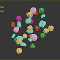 Various Sizes Shapes Wood And Stone Floating On Black Background