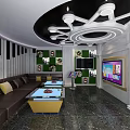 Modern KTV Lounge Interior Design With Leather Sofa LED Screen And Decorative Lighting 3d model