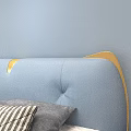 Blue Kids Bed With Gold Accents Modern Children's Bedroom Airplane Neon Light And Star Decorations