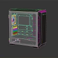 Modern Gaming Computer Case With Transparent Side Panel And RGB Fan Display Design 3d model