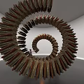 Unique Spiral Art Installation Featuring Stacked Wooden Planks In White Gallery