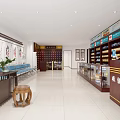 Traditional Medicine Store Interior With Herbal Cabinets And Consultation Area