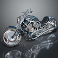 Sleek Chrome Modern Motorcycle With Muscular Body And Engine Details On Reflective Surface