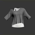 Gray Off Shoulder Short Sleeve Top For Daily Casual Wear