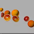 Fresh Ripe Whole And Sliced Blood Oranges With Reflection On Dark Background