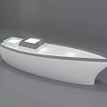 White Unique Boat Shaped Display Shelf With Two Square Display Areas 3d model