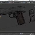 Pistol M1911 Pistol semi-automatic pistol low face number low model simple model game sub-era film and television level super realistic 3d model