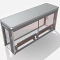 Modern Bus Stop Shelter Exterior With Glass Walls Gray Frame And Wooden Benches