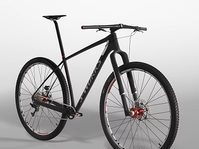 Black Orbea Mountain Bicycle With Modern Frame And Red Wheel Accents 3d model