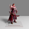 Game and Movie Character in Red and Gold Ornate Armor With Flowing Cloak