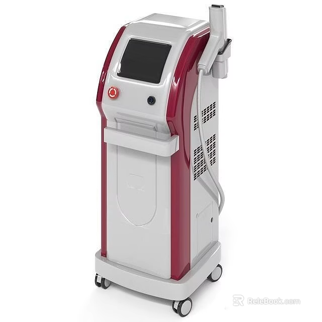 Professional Red And White Beauty Device With Digital Screen And Wheels 3d model 