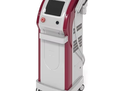 Professional Red And White Beauty Device With Digital Screen And Wheels 3d model