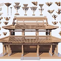 ancient building components bucket arch mortise and tenon structure bucket arch composite building structure 3d model