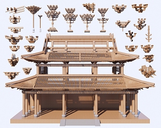 ancient building components bucket arch mortise and tenon structure bucket arch composite building structure 3d model