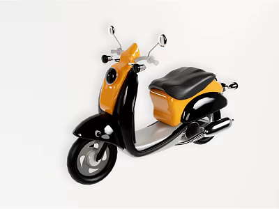 Stylish Yellow and Black Scooter With Black Seat Rearview Mirrors and Wheels 3d model