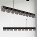 Modern Linear Chandeliers With Sleek Metal Frames Layered Glass Panels And LED Lighting