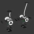 Two Hoverboards With White Body And Black Wheels Including Black Accessories