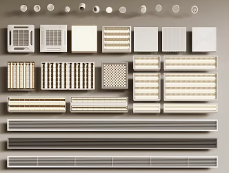 Grille lamp mineral wool board ceiling 3d model