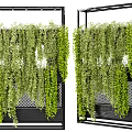 Decorative Green Plant Partition With Hanging Vines And Mesh Panel Design