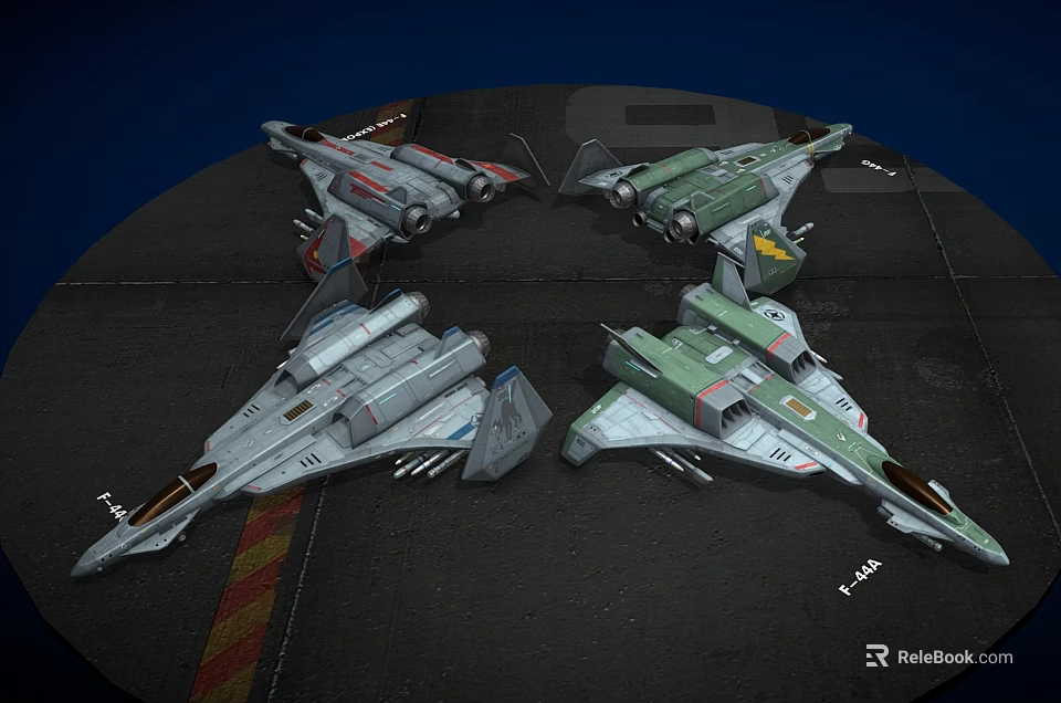 Diverse Fighter Jets On Airfield Tarmac 3d model 