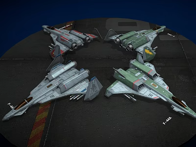 Diverse Fighter Jets On Airfield Tarmac 3d model