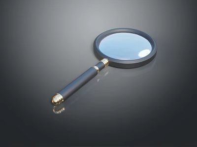 Essential Household Magnifying Glass with Black Handle and Gold Accents Clear Lens 3d model