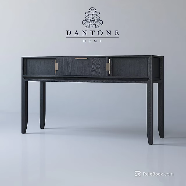 Modern Black Wooden Table From Dantone Home With Drawer And Metal Handles Minimalist Design 3d model 