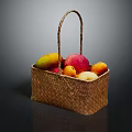 Assorted Fresh Fruits in Handwoven Wicker Basket with Colorful Varieties