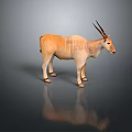 Realistic 3D Eland Antelope Model With Brown Coat White Stripes And Long Horns