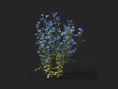 Vibrant Blue Flowers With Lush Green Leaves In Natural Plant 3d model