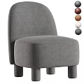Modern Upholstered Single Chair With Rounded Backrest In Brown And White Fabric