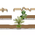 Modern Outdoor Chairs With Wavy Design And Potted Green Plants
