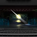 Stage Design Featuring Large Screen Full Moon Water Reflection Spotlight And Decorative Trees