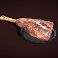 Juicy Lamb Roasted Leg Served on Black Plate with Dark Background