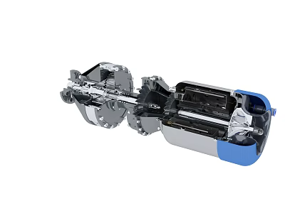 Industrial Equipment Mechanical Structure With Metal Components And Blue Casing Design 3d model