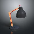 Modern Desk Lamp With Black Shade Orange Arm Red Cable And Black Base