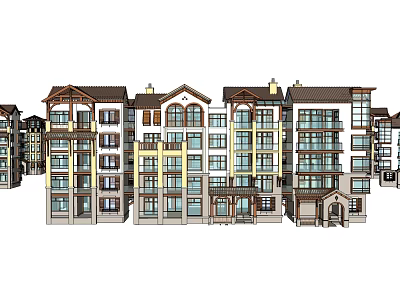 Modern Townhouse Exterior Design With Multiple Floors Balconies Windows And Roof Features 3d model