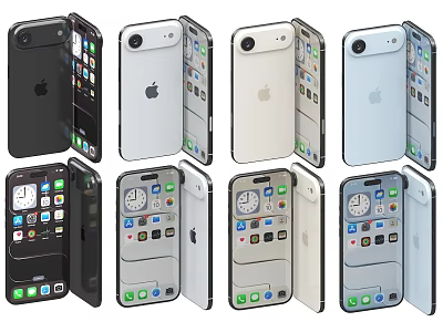 Apple iPhone Smartphones Featuring Transparent Back Multiple Colors And App Screen 3d model