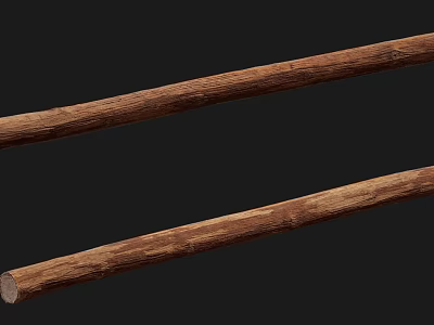 Stone and Wood Natural Wooden Sticks With Brown Texture On Black Background 3d model