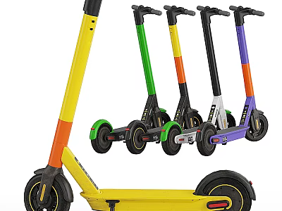 Colorful Electric Scooters With Various Bright Hues And Modern Urban Design 3d model