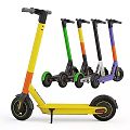Colorful Electric Scooters With Various Bright Hues And Modern Urban Design