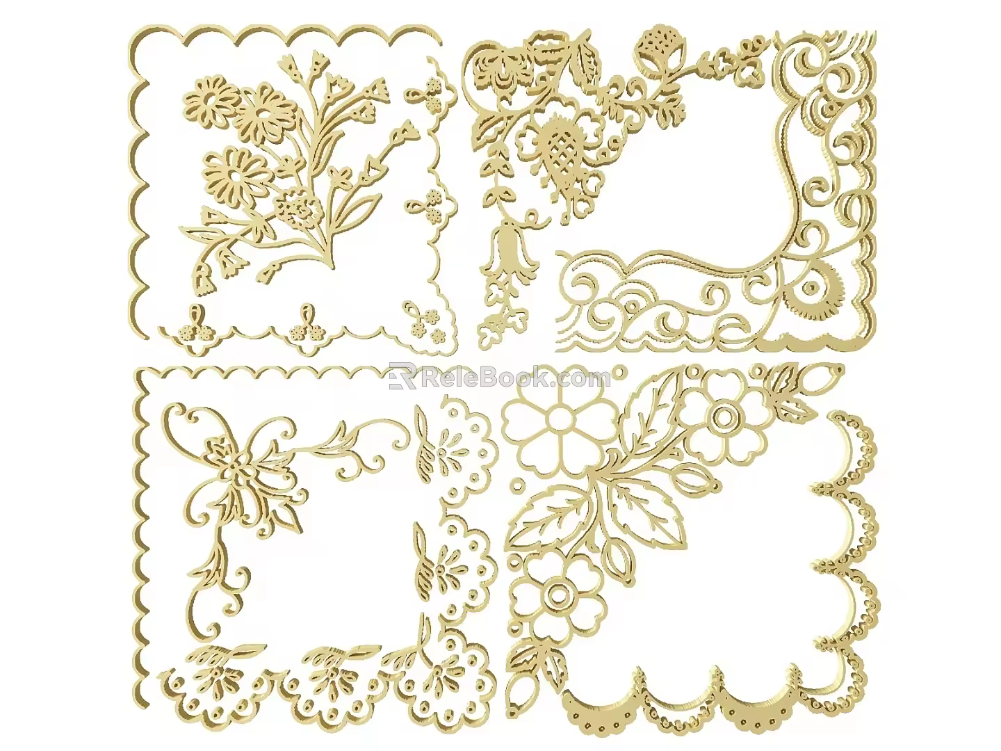 Jane European Flower Lattice Carved Hollow-out Flower Window Carved Corner Carved Gypsum Line Carved Window Pattern Carved 3d model