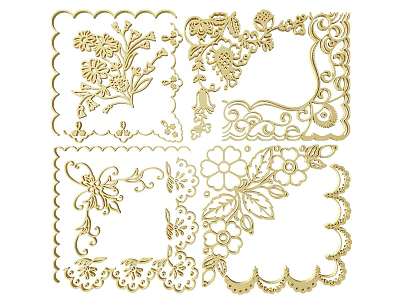 Jane European Flower Lattice Carved Hollow-out Flower Window Carved Corner Carved Gypsum Line Carved Window Pattern Carved 3d model