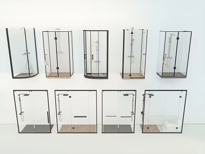 Shower Sauna Enclosures with Various Transparent Glass Designs Product 3d model