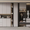 Modern Shoe Cabinet Design With Sleek Storage Clothing Rack LED Lighting And Drawers