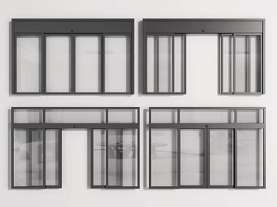 Multiple Window Design Options Featuring Sliding Frames And Glass Panel Configurations 3d model
